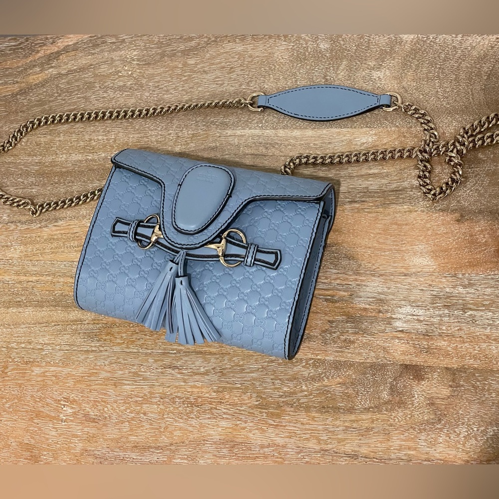 GUCCI blue monogram crossbody